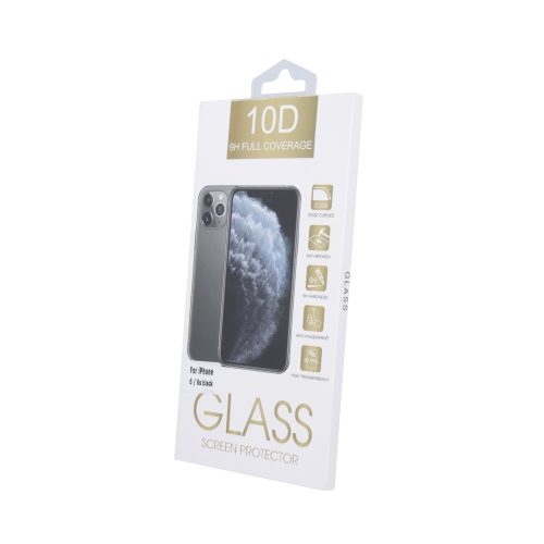 iPhone 6 / 6S üvegfólia, tempered glass, előlapi, 10D, edzett, hajlított, fehér kerettel