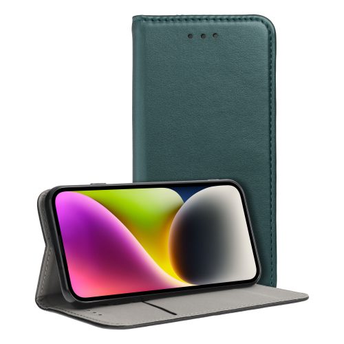 Huawei Y5P könyvtok, fliptok, telefon tok, bankkártyatartós, mágneszáras, zöld, Smart Magnetic