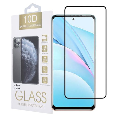 Xiaomi MI 10T Lite 5G üvegfólia, tempered glass, előlapi, 10D, edzett, hajlított, fekete kerettel