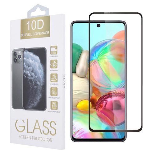 Samsung Galaxy M31s üvegfólia, tempered glass, előlapi, 10D, edzett, hajlított, fekete kerettel