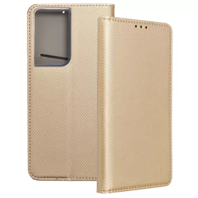   Samsung Galaxy S21 Ultra 5G könyvtok, fliptok, telefon tok, mágneszáras, bankkártyatartós, arany