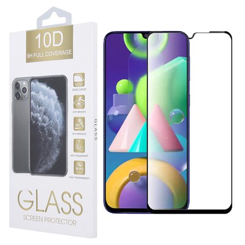 Samsung Galaxy A02s / A03s üvegfólia, tempered glass, előlapi, 10D, edzett, hajlított, fekete kerettel