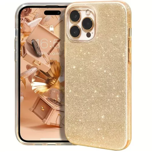 iPhone 13 Pro szilikon tok, hátlaptok, telefon tok, csillámos, arany, Glitter