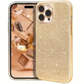   iPhone 13 Pro Max szilikon tok, hátlaptok, telefon tok, csillámos, arany, Glitter