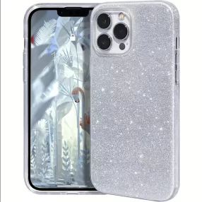   iPhone 13 Pro szilikon tok, hátlaptok, telefon tok, csillámos, ezüst, Glitter