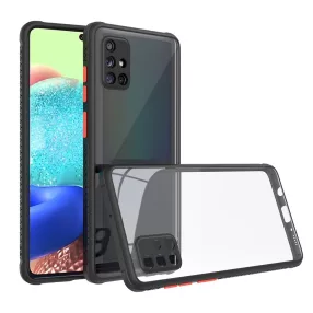   Samsung Galaxy A03s hátlap tok, telefon tokműanyag, ütésálló, átlátszó, fekete keretes, Defender Hybrid