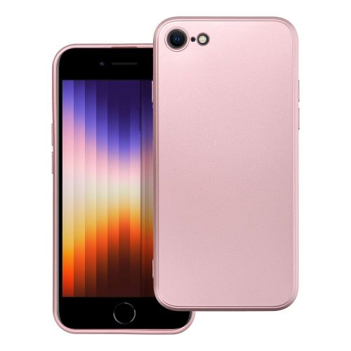 iPhone 7 / 8 / SE 2020 / SE 2022 szilikon tok, hátlaptok, telefon tok, mikroszálas belsővel, rózsaszín, Metallic