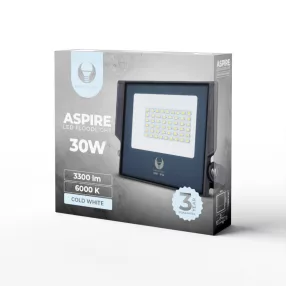   Kültéri LED lámpa, hideg fehér fény, 6000K, 3300lm, 30W, IP66, Forever Light Aspire