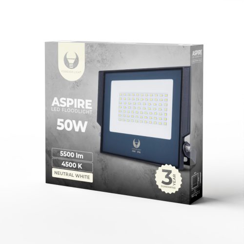 Kültéri LED lámpa, természetes fehér fény, 4500K, 5500lm, 50W, IP66, Forever Light Aspire