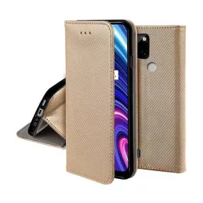   Realme C21Y / C25Y könyvtok, fliptok, telefon tok, mágneszáras, bankkártyatartós, arany