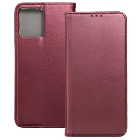   Realme C31 könyvtok, fliptok, telefon tok, mágneszáras, bankkártyatartós, bordó, Smart Magnetic