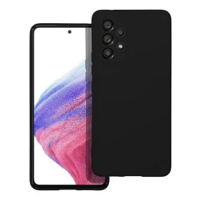   Samsung Galaxy A73 5G szilikon tok, hátlaptok, telefon tok, velúr belsővel, matt, fekete, Silicon