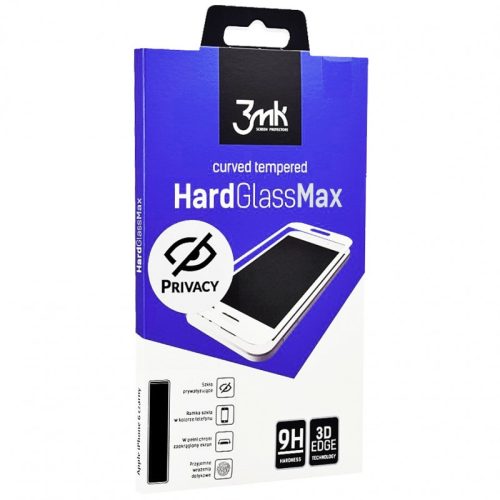 iPhone 6 / 6S üvegfólia, tempered glass, előlapi, 3D, edzett, hajlított, betekintés védelemmel, fekete kerettel, 3mk HardGlass Max