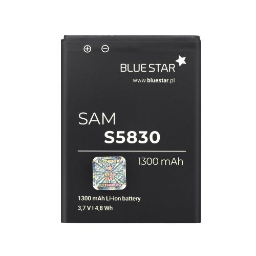 Samsung Galaxy Ace SM-S5830 / Gio SM-S5670 akkumulátor, EB494358VU kompatibilis, 1300mAh, Bluestar