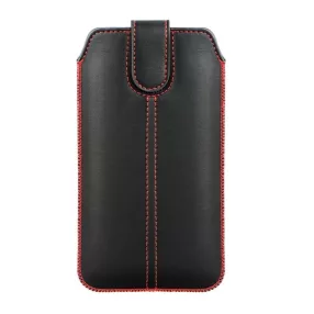   Belebújtatós telefon tok, műbőr, tépőzáras, fekete, Forcell Pocket, iPhone 12 Mini / 13 Mini