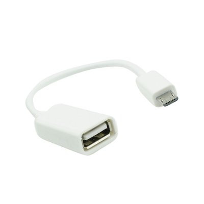 Adapter, átalakító, OTG, USB -> Micro usb, fehér 