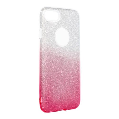 iPhone 7 / 8 szilikon tok, hátlaptok, telefon tok, csillámos, pink-ezüst