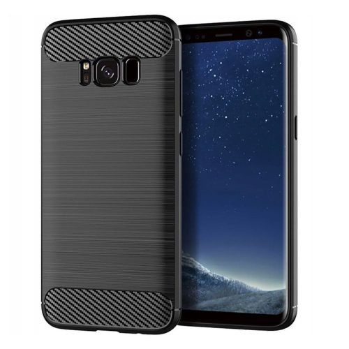 Samsung Galaxy S8 Plus szilikon tok, hátlaptok, telefon tok, karbon mintás, fekete, Carbon Case