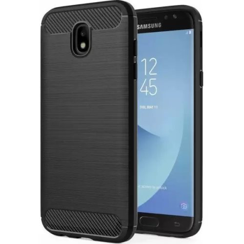 Samsung Galaxy J7 2017 szilikon tok, hátlaptok, telefon tok, karbon mintás, fekete, Carbon Case