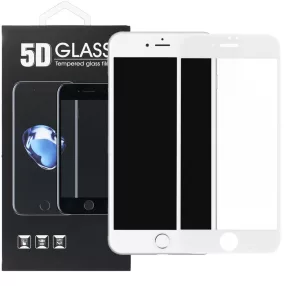   iPhone 7 / 8 / SE 2020 / SE 2022 üvegfólia, tempered glass, előlapi, 5D, edzett, hajlított, fehér kerettel