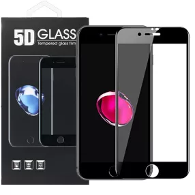   iPhone 7 Plus / 8 Plus üvegfólia, tempered glass, előlapi, 5D, edzett, hajlított, fekete kerettel