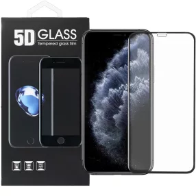   iPhone 11 Pro / X / XS üvegfólia, tempered glass, előlapi, 5D, edzett, hajlított, fekete kerettel