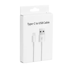   USB-C (Type-C) adatkábel, töltőkábel, USB-USB-C, fehér, 1m, csomagolt