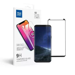   Samsung Galaxy S8 üvegfólia, tempered glass, előlapi, 5D, edzett, hajlított, tokbarát, fekete kerettel, BlueStar
