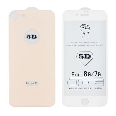 iPhone 8 / SE 2020 üvegfólia, tempered glass, előlapi +hátlapi, 5D, edzett, hajlított, rose gold