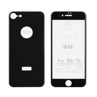 iPhone 8 Plus üvegfólia, tempered glass, előlapi +hátlapi, 5D, edzett, hajlított, fekete