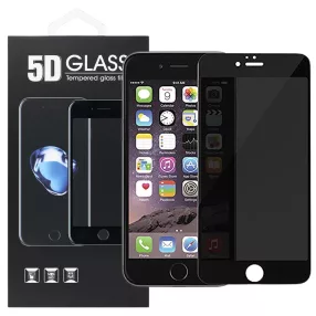   iPhone 7 / 8 / SE 2020 / SE 2022 üvegfólia, tempered glass, előlapi, 5D, edzett, hajlított, betekintés védelemmel, fekete kerettel