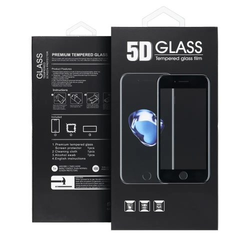 iPhone 7 / 8 / SE 2020 / SE 2022 üvegfólia, tempered glass, előlapi, 5D, edzett, hajlított, betekintés védelemmel, fekete kerettel