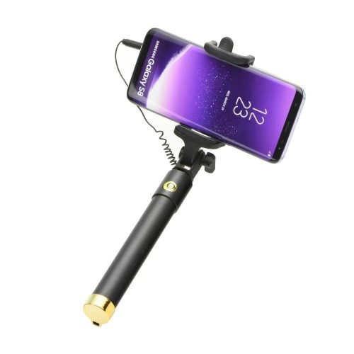 Selfie bot, 3,5mm jack kábeles, fekete-arany, Blun