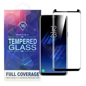   Samsung Galaxy S8 Plus üvegfólia, tempered glass, előlapi, 5D, edzett, hajlított, tokbárat, fekete kerettel