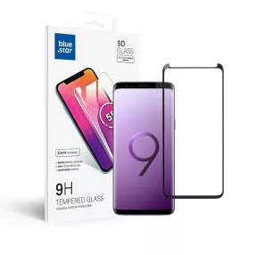   Samsung Galaxy S9 üvegfólia, tempered glass, előlapi, 5D, edzett, hajlított, fekete kerettel, Bluestar
