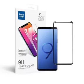   Samsung Galaxy S9 Plus üvegfólia, tempered glass, előlapi, 5D, edzett, hajlított, fekete kerettel,tokbarát, Bluestar
