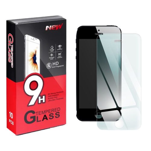 iPhone 5 / 5C / 5S / SE üvegfólia, tempered glass, előlapi, edzett, 10db/csomag