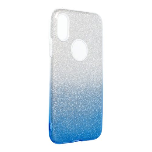 iPhone XS Max szilikon tok, hátlaptok, telefon tok, csillámos, kék-ezüst