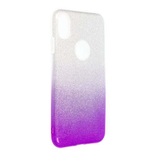 iPhone XS Max szilikon tok, hátlaptok, telefon tok, csillámos, lila-ezüst