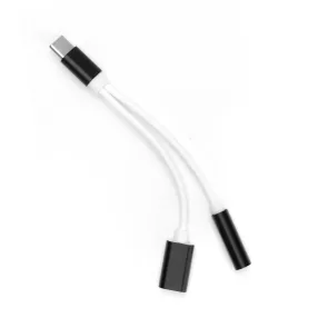   Adapter, átalakító, OTG, Type-C + audio, jack, 3,5mm -> Type-C, fehér-fekete 
