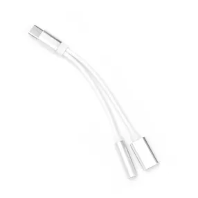   Adapter, átalakító, OTG, Type-C + audio, jack, 3,5mm -> Type-C, fehér-ezüst,