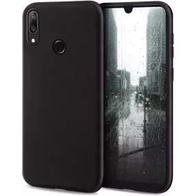   Huawei Y7 2019 szilikon tok, hátlaptok, telefon tok, beépített fémlappal, fekete