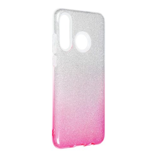 Huawei P30 Lite szilikon tok, hátlaptok, telefon tok, csillámos, pink-ezüst