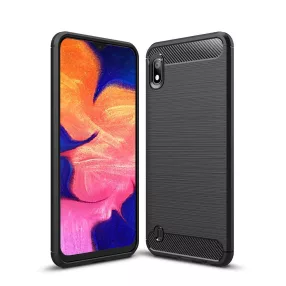   Samsung Galaxy A10 szilikon tok, hátlaptok, telefon tok, karbon mintás, fekete, Carbon Case