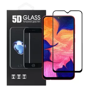   Samsung Galaxy A10 / A10s üvegfólia, tempered glass, előlapi, 5D, edzett, hajlított, fekete kerettel