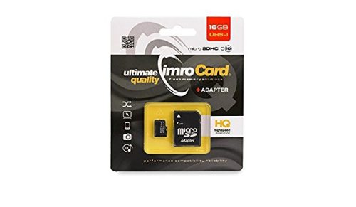 Imro 16GB Micro SD class10 +SD adapter csomagolt memóriakártya artisjus matricával