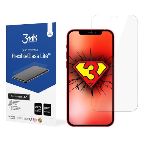 iPhone 12 Pro Max üvegfólia, tempered glass, előlapi, flexibilis, hibrid, 3MK Flexible Glass Lite