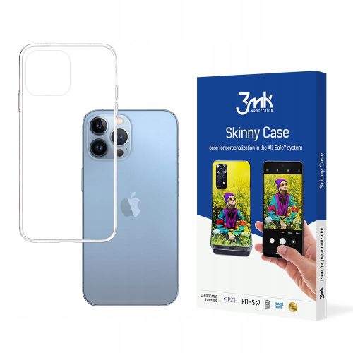 iPhone 13 Pro Max hátlap tok, telefon tok, nyomtatható, átlátszó, 3MK Skinny Case