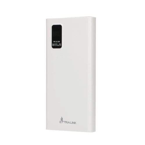 Power Bank, külső akkumulátor, 10000mAh, gyorstöltő, 22.5W, fehér, Extralink EPB-067B