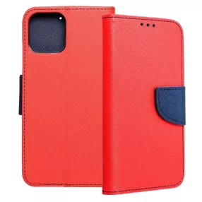   iPhone 11 Pro Max könyvtok, fliptok, telefon tok, bankkártyatartós, mágneszáras, piros-sötétkék, Fancy